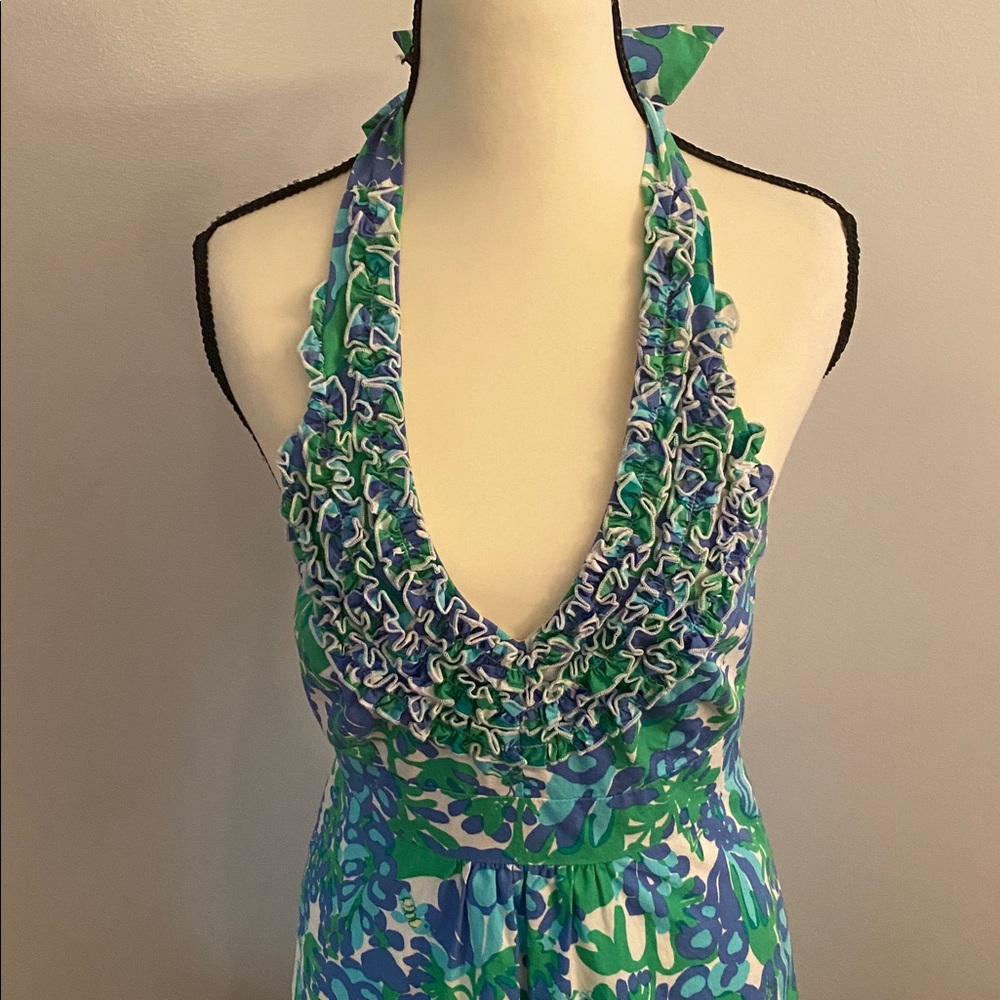 Lilly Pulitzer size zero cotton halter dress excellent condition - Picture 2 of 12